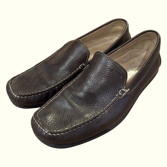 Ecco Driving Moccasins Men's 43 Brown Leather Arch Support Slip On Loafer US 9 - Picture 1 of 8
